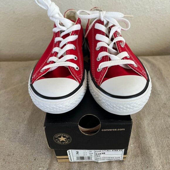 Converse Youth Red All Star Low Top Sneakers Sz 2Y - Picture 1 of 4